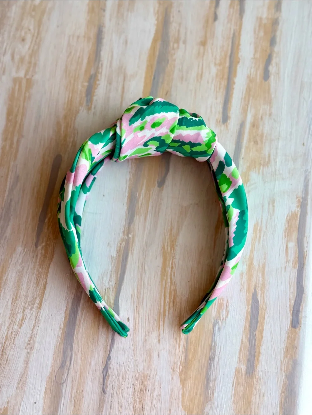 Printed Knot Headband in Pink and Green